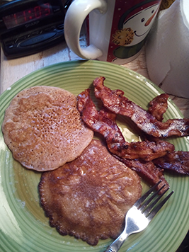 pancakes and bacon on plate